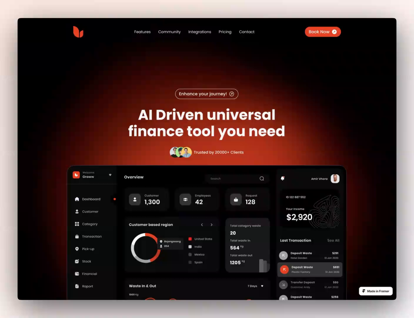 Example of Interactive Hero Section Desing