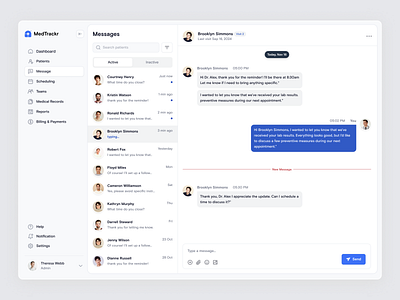 EHR - Message Page clinic message communication communicationui dashboard design design ehrdesign ehrsystem healthcare healthcaredesign healthcareinnovation healthtech inbox inboxdesign medicalui message dashboard message web messaging web app design web call web message