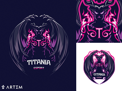 TITANIA Esport mascot gaming logo design art3m art3m studios artem branding design esport esport team esports logo evil gaming gargoil graphic design illustration logo logo design logo gaming mascot mysterious spot logo titania