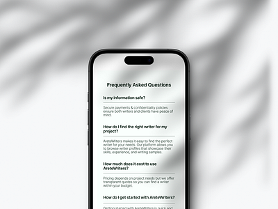 ❔FAQ Mobile Section Design for the AreteHub Website. faq section mobile design ui ui design web design website