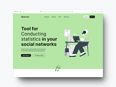 Observer Social Media Stat Tool app branding design illustration logo product design ui user interface userinterface ux