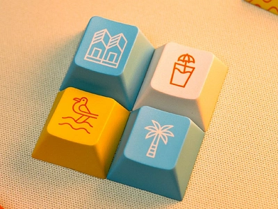 Pressplay x Skilline: Sub Keycap Set australia beach bird branding holiday icon illustration keycaps palm retro vibrant workspace