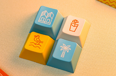 Pressplay x Skilline: Sub Keycap Set australia beach bird branding holiday icon illustration keycaps palm retro vibrant workspace