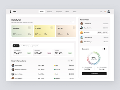 Cash - Dashboard card cash dashboard dashboard ui finance offer payment dashboard product pyament saas ui wallet