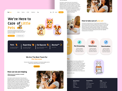 PetCare || Pet Landing Page Design dog care landing page design dog care website ui landing landing page pet care pet care design pet care landinfpage design pet care ui design pet stor pet ui ux design ui