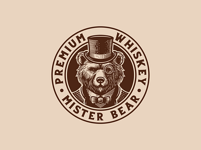 Mister Bear bear character engraving illustration logo logotype zoo