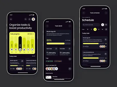 Mobile App - Task & Project Management activity planner clean design design management mobile app planner app planning project management saas schedule app task list task management team app team work app to do app ui design uiux working app