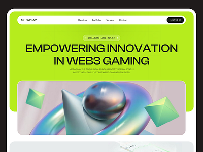 Web3 gaming innovation funding landing page 3d crypto design illustration landingpage ui web3