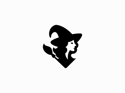 Witch Logo branding broom design emblem entertainment halloween hat icon identity illustration logo magic mark mascot mystical symbol vector witch woman