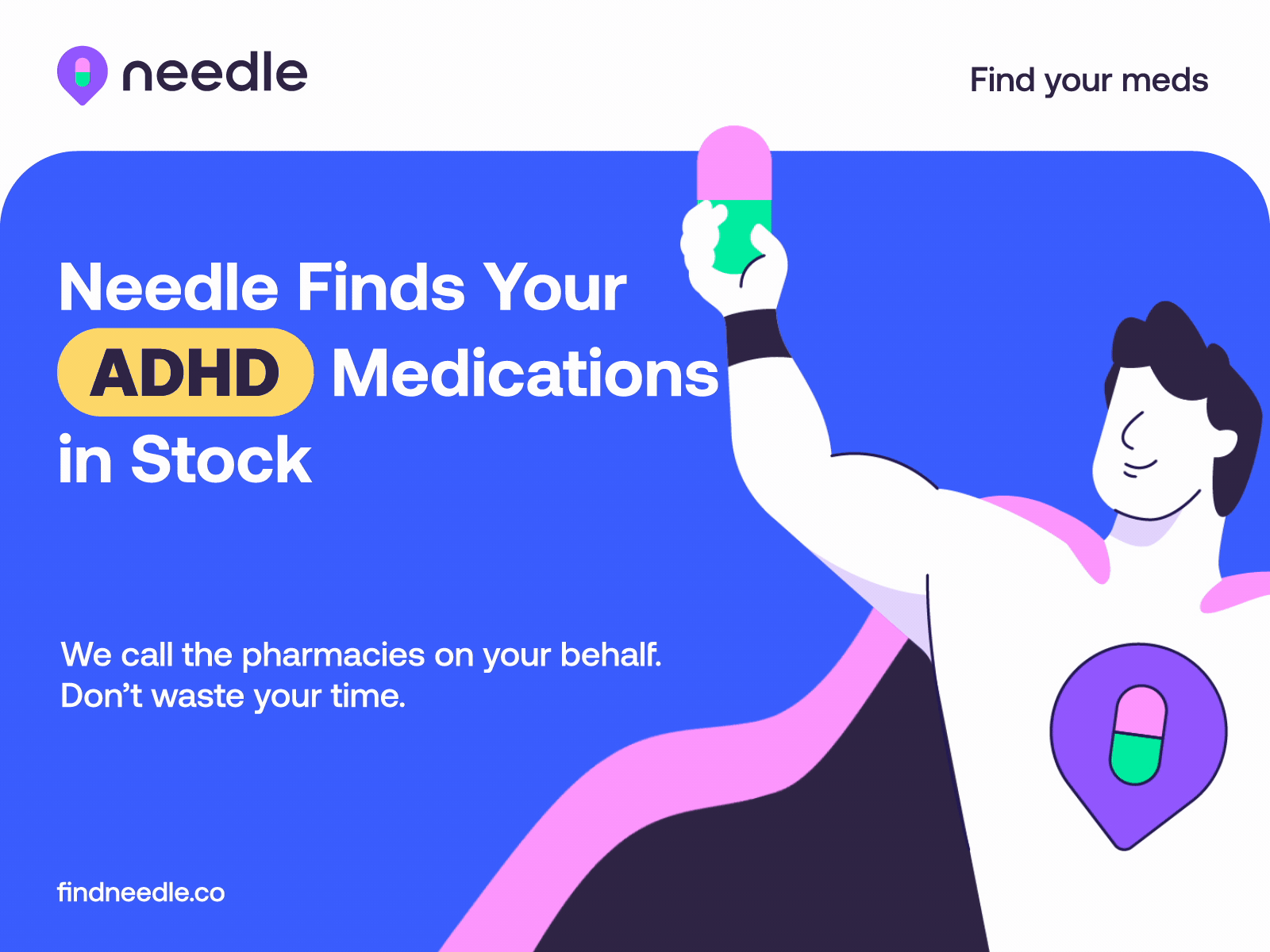 Needle animated banner adhd animation banner branding gif healthcare hero icon illustration logo med medical medicine needle pharmacy pill super hero