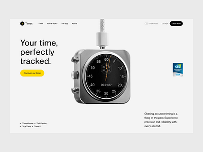 Timex - Tracker Website animation b2b clean clock countdown hero landing page minimalist modern pomodoro saas simple startup stopwatch time timer tracker ui ux website