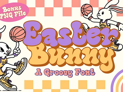 Easter Bunny is a stylish retro font 70 bold bunny decorative font dico diplay font eater font hippie pychedelic vibe vintage