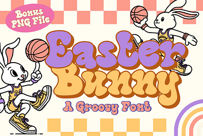 Easter Bunny is a stylish retro font 70 bold bunny decorative font dico diplay font eater font hippie pychedelic vibe vintage