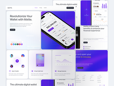 Matte - Finance Landing Page b2b clean dipa inhouse finance financial fintech landing page minimal mockup modern payment saas section ui ux wealth web design website