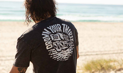 Drown Your Thirst Drinky Dinky Tee australia drinky dinky graphic tee hand lettering illustration lettering product tee thattypeguy water