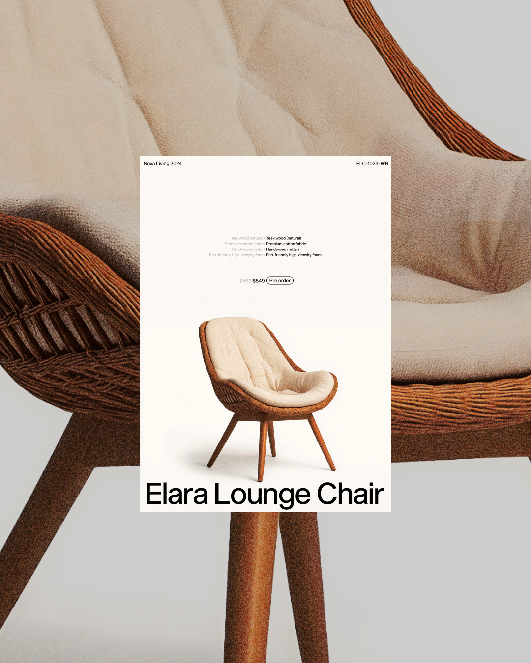 The Elara Lounge Chair graphic design web design