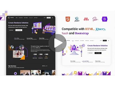 HTML Web Design with Dark and Light Screen 3d advertising agency animation branding character clean corporate creative dark mode geometric graphic design landing page media minimal motion graphics single page ui ux web design