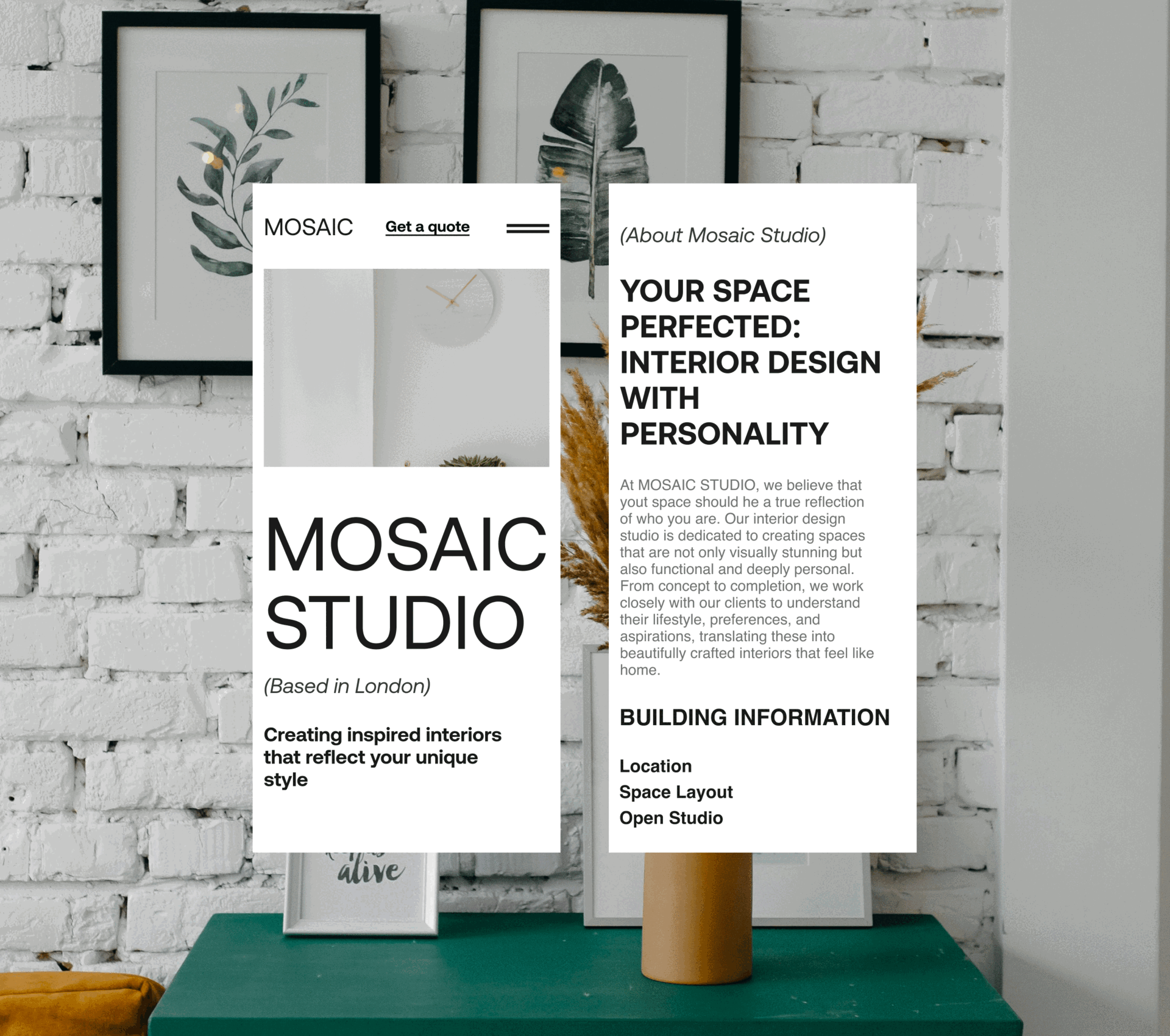 Mosaic Studio - mobile screens design exploration layout ui web