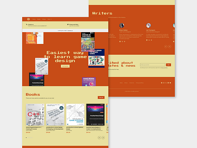 Game design textbook publisher landing page orange cream cream landing page orange ui web design