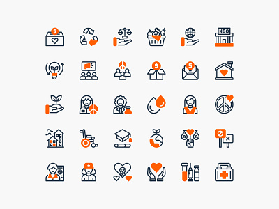 NGO Icon Pack blood donor charity clean community donation eklip studio fundraising icons illustration ngo non government organization online donation ui