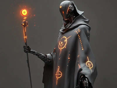 Shadow Conjurer 3d 3d modelling 95pt8x2 blender cgi character design dark futuristic glowing mage mystical wizard