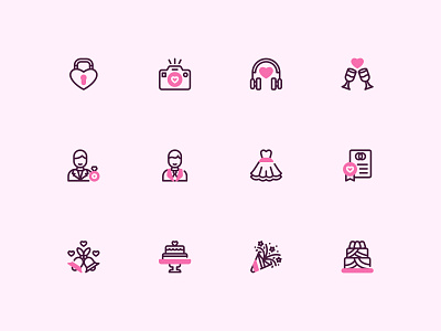 Romantic Wedding Icon Pack cake clean dress eklip studio groom icons love romantic romantic wedding ui wedding