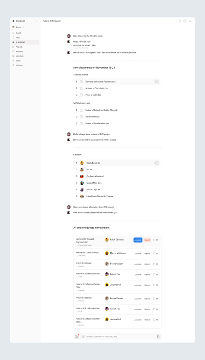 Ai Assistant chat ai analyse assistant buildings chat components documents figma file form link members popup prompts question requests settings share tooltip ui