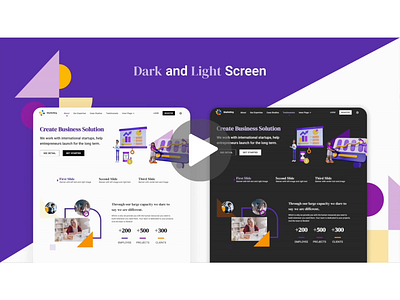 Dark and Light Contemporary Web Design 3d agency animation apps bootstrap branding clean corporate creative dark mode html illustration landing page media minimal motion graphics single page ui ux web design