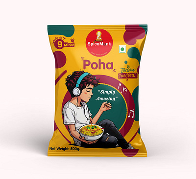 Poha Pouch Design box design brand design branding indian snacks label design logo design mockup mockup design poha poha branding poha packaging poha pouch poha pouch design poha products pouch design product design snacks packaging