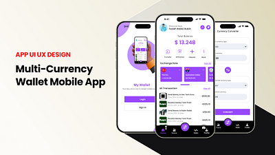 Multi-Currency Wallet Mobile App UI UX Design app design currency app figma ui ui ux wallet app