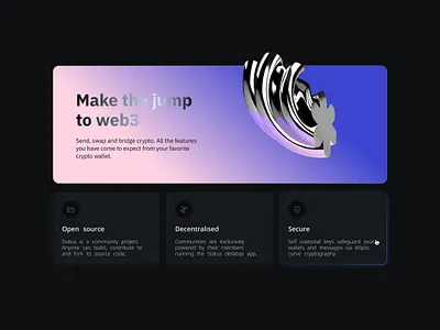 Web3 banner app banner black blockchain branding cards chrome clean crypto dark figma gradient minimal product design purple ui wallet web3 webdesign