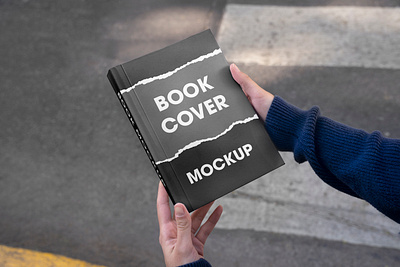 Book Cover Mockup black book book cover branding design graphic design hand logo mockup person realistic road