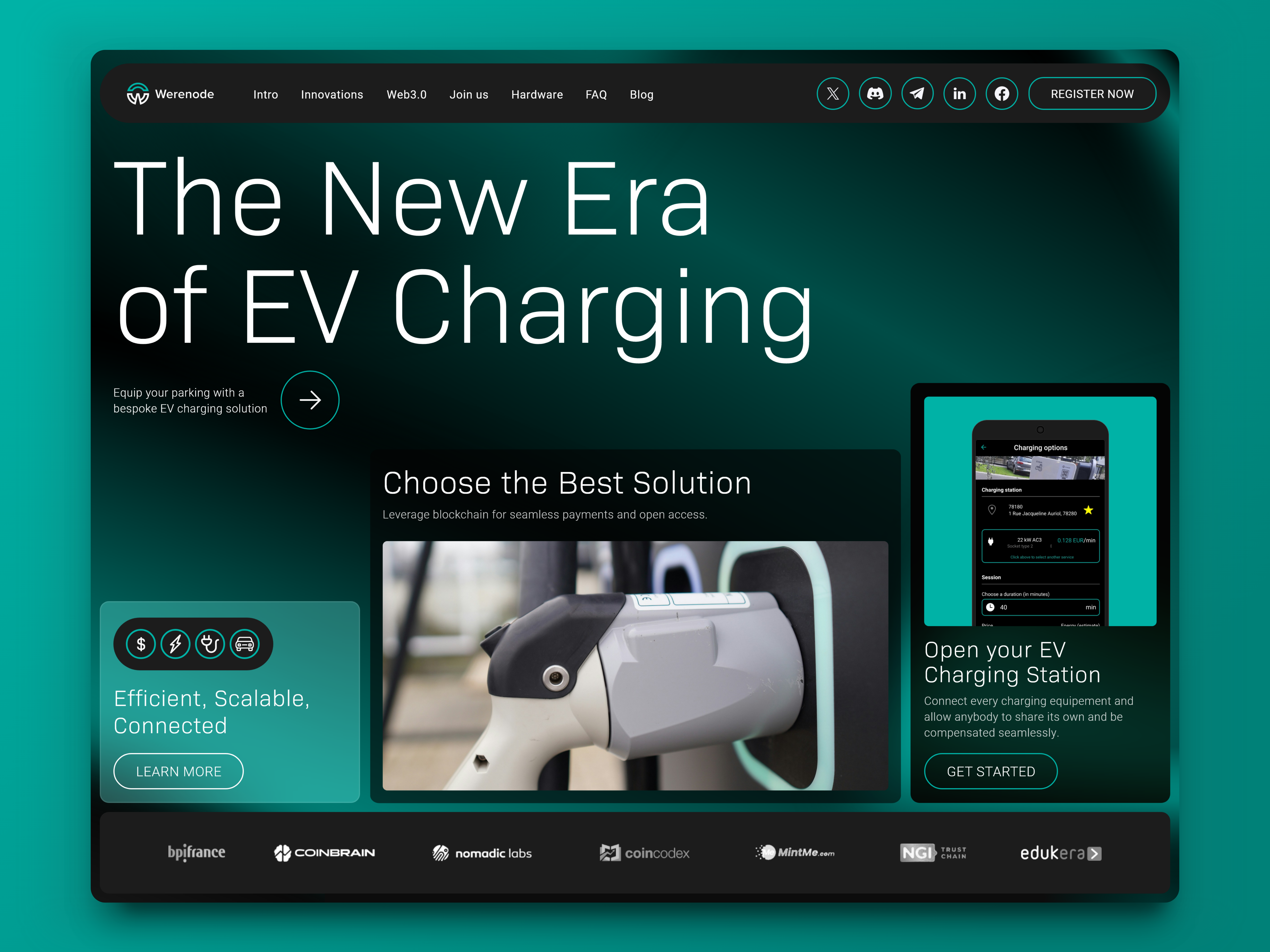 Werenode - Website (Concept) automobiles blockchain cars design electric cars ev charging graphic design ui ui design web design web3 website