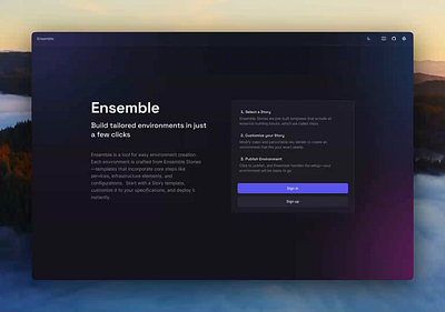 Environment Builder login product design ui