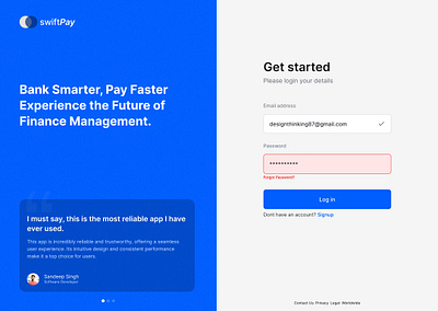 swiftPay application banking bankingsystem design figma interaction loginpage payment productdesign prototype saas ui uiux userinterface userresearch web webdesign website wireframe