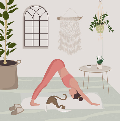 Illustration, yoga time branding graphic design