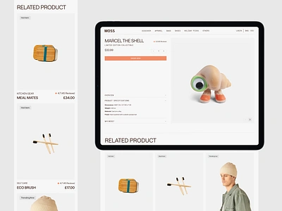 Moss E-commerce Website clean design e commerce ecommerce landing page modern online shop platform product page shop shopify shoping shopping cart store ui web web design webdesign website