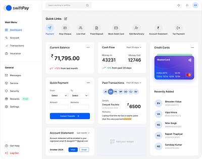 swiftPay banking component creative dashboard design designsystem figma interaction onlinepayment payment product research saas system userinterface userresearch ux uxui web website