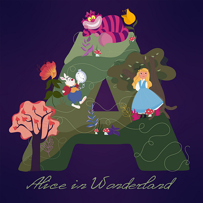 Illustration, Alice in Wonderland branding graphic design