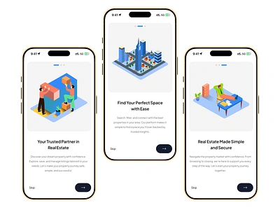 Real state Onboarding Screens appdesign designforrealestate mobileappdesign onboardingscreens propertysearch realestateapp realestatesolutions uiuxdesign uxinspiration uxui