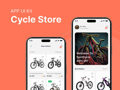 Cycle store app ui kit app design application bike store branding creative design creativity cretaive design cycle store cycle store app design ecomm app ecommerce app minimal design mockup ui ui design ux