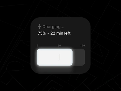 Battery Charge Widget battery charge clean component dark dashboard design process icons interaction design interface minimal product design product thinking ui ui design ux ux design widget