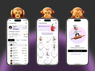 Leaderboards & Achievements UI/UX User Profile achievements competitive rankings gamification inspo interactive interface interfase ios leaderbord levels mobile mobile app design motion graphics motivation profile rewards system top design ui user engagement ux