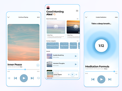 Meditation Mobile App app branding calm design designer graphic meditation mindfullness mobile ui ux