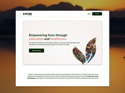 Espoir Foundation - Landing Page Design africa branding congo illustration landing page logo non for profit ui design ux design web design website design