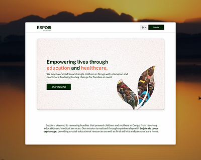 Espoir Foundation - Landing Page Design africa branding congo illustration landing page logo non for profit ui design ux design web design website design