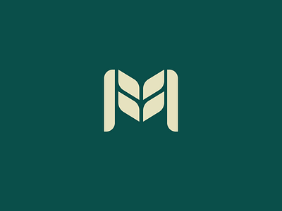 M + grains logo farm grain graphic design icon lettermark logo m symbol