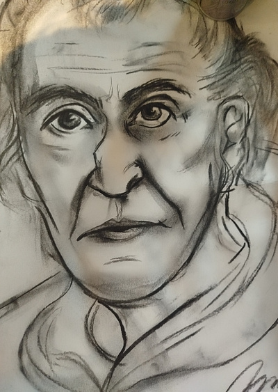 Portrait of an old man charcoal portrait sketch