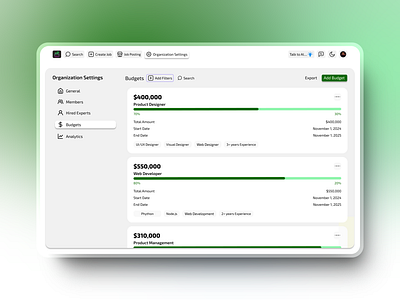 Organization Dashboard organization settings settings design ui user experience user interface ux viral web design website