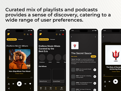 Music & Podcast Streaming UI app design dark mode design inspiration digital product minimal design mobile design music app ui podcast app podcast ui productivity design ui design ui inspiration user experience user interface